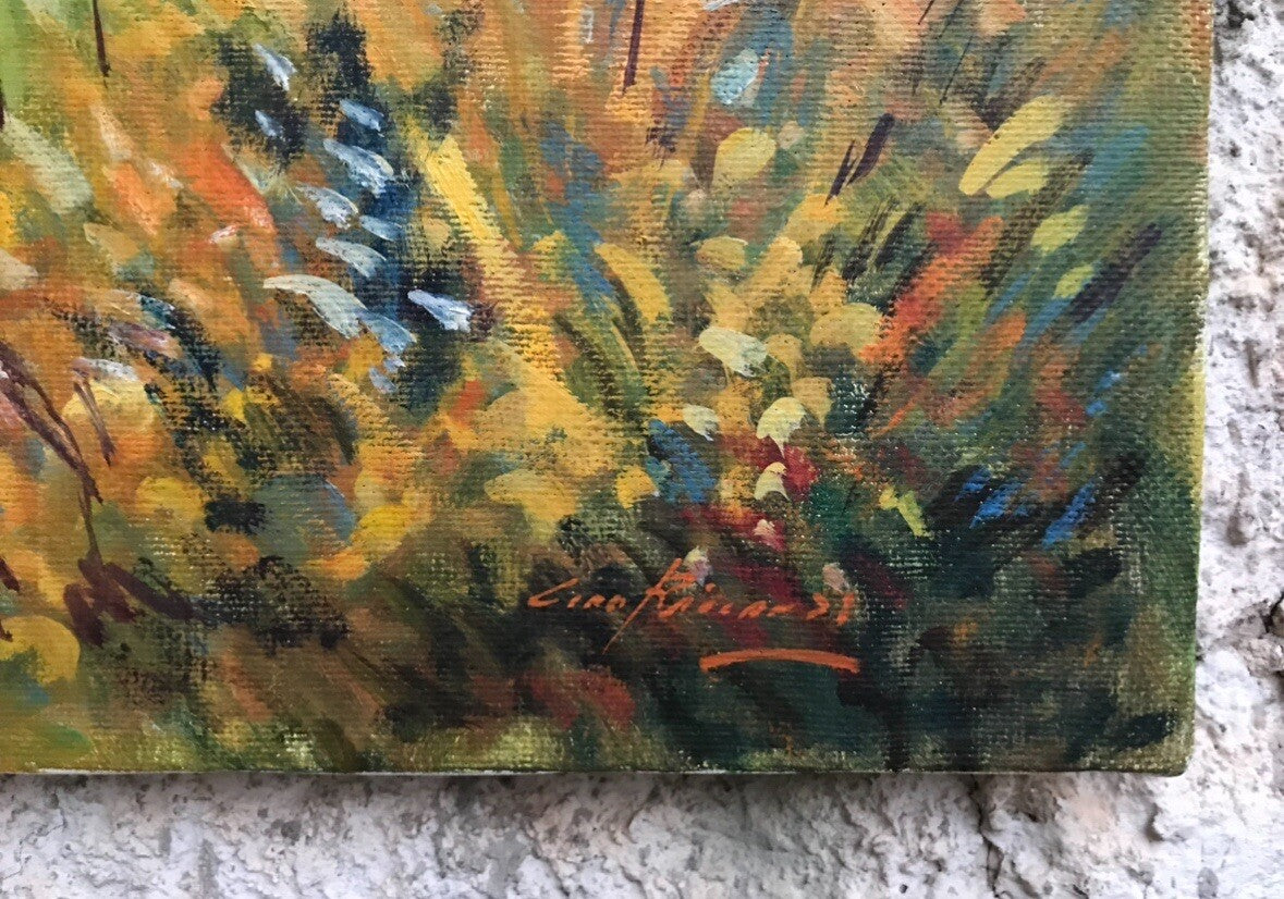 Quadro vintage -Sponde Del Fiume Volturno- dipinto a olio su tela