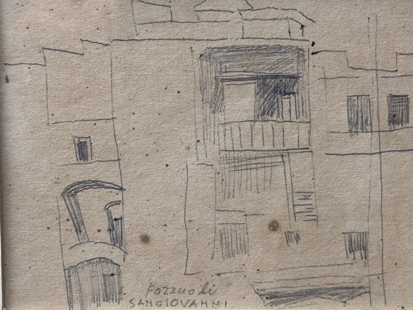 Quadro -Pozzuoli- Mario Sangiovanni disegno a matita su carta