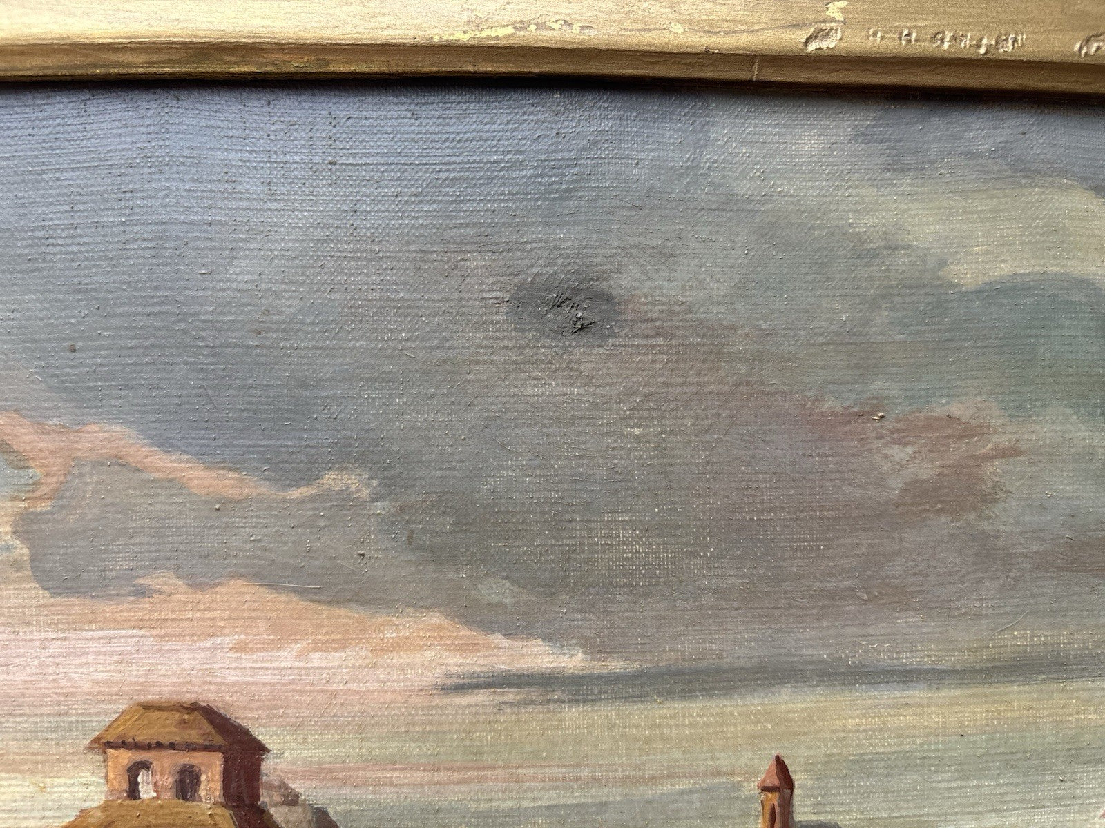 Quadro -Paesaggio Di Città- dipinto a olio su tela