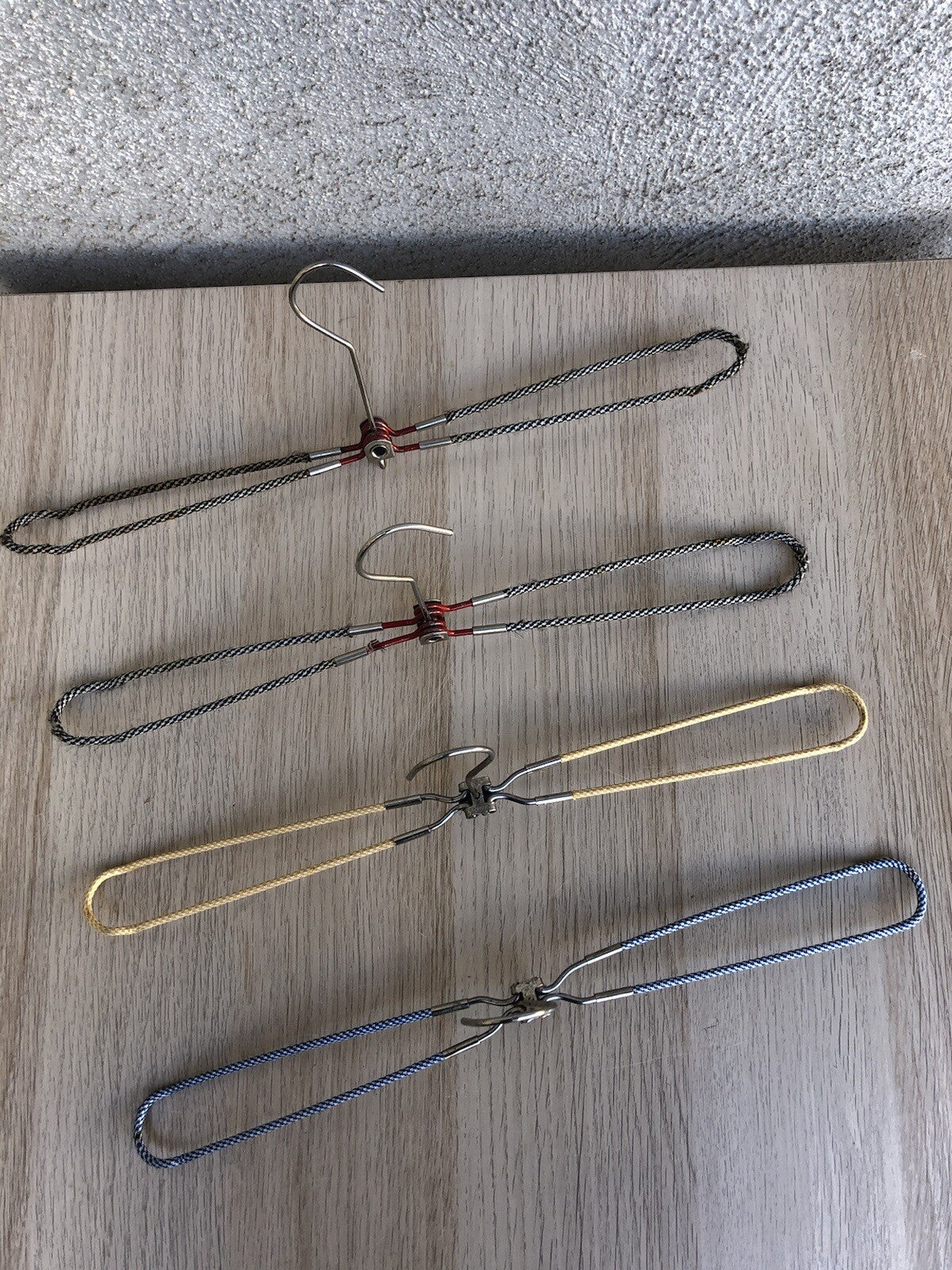 Grucce Vintage Stampelle In Metallo E Tessuto Pieghevoli Da Viaggio