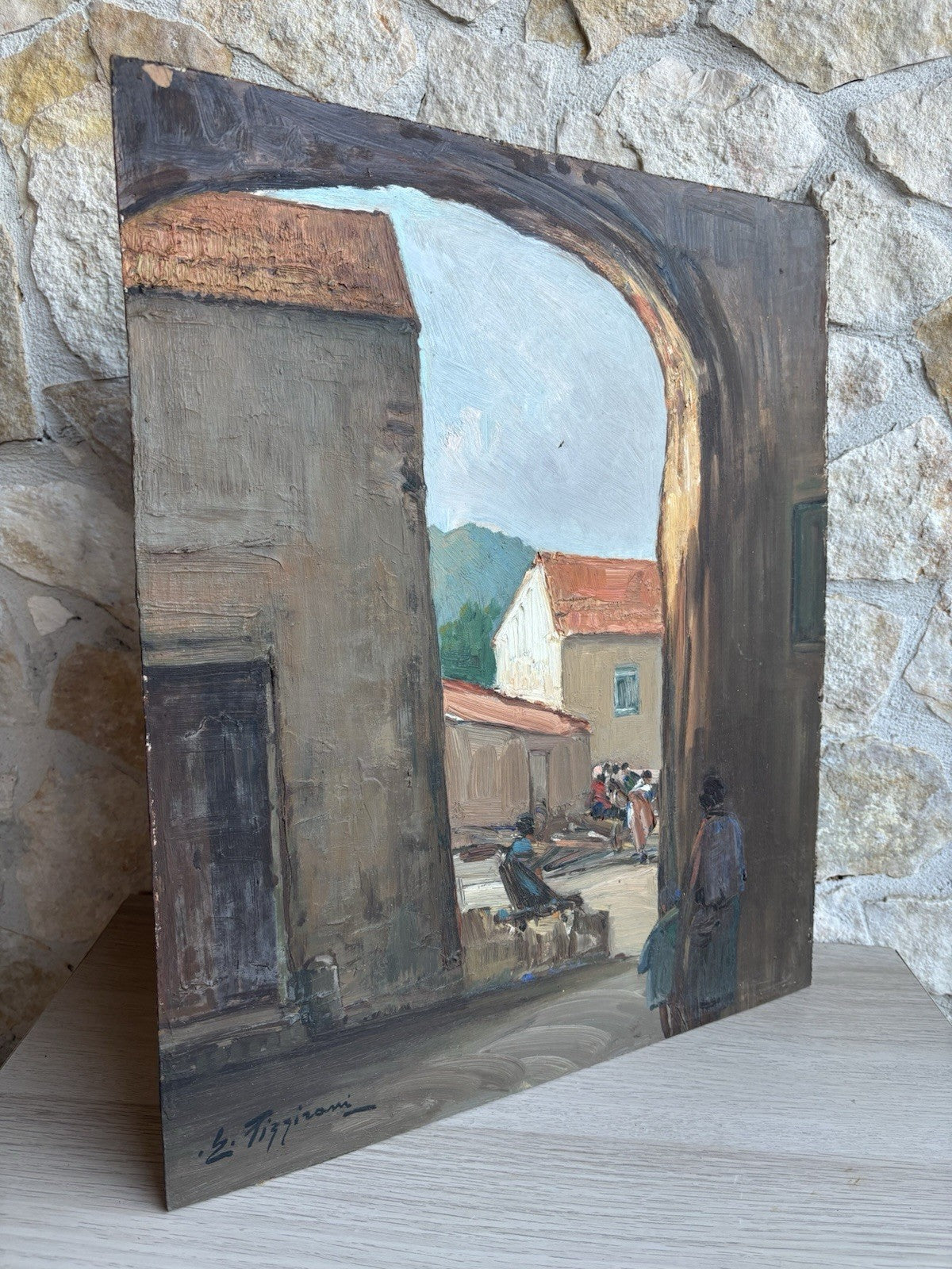 Quadro -Cortile Del Palazzo- Edoardo Pizzirani dipinto a olio