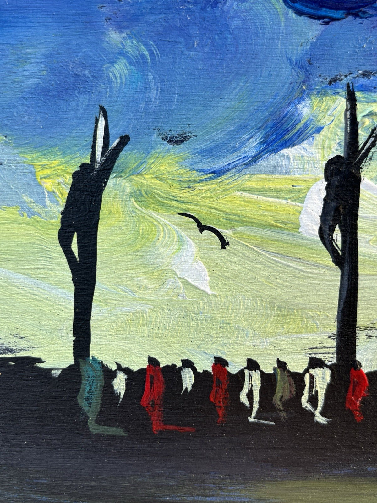 Quadro -Calvario- Antonio Bertè dipinto su tavoletta