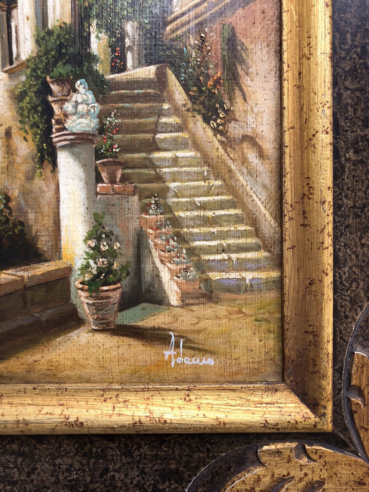 Quadro vintage -Riproduzione Scuola Di Posillipo- dipinto a olio su tela