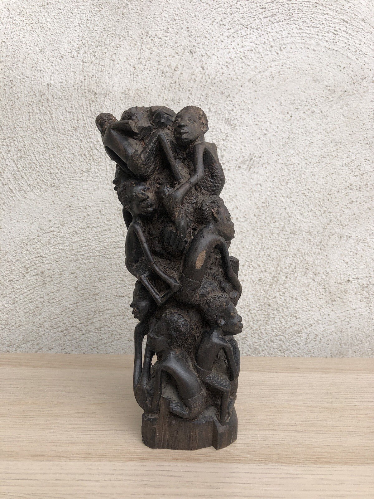 Scultura Vintage Africana Intagliata In Legno