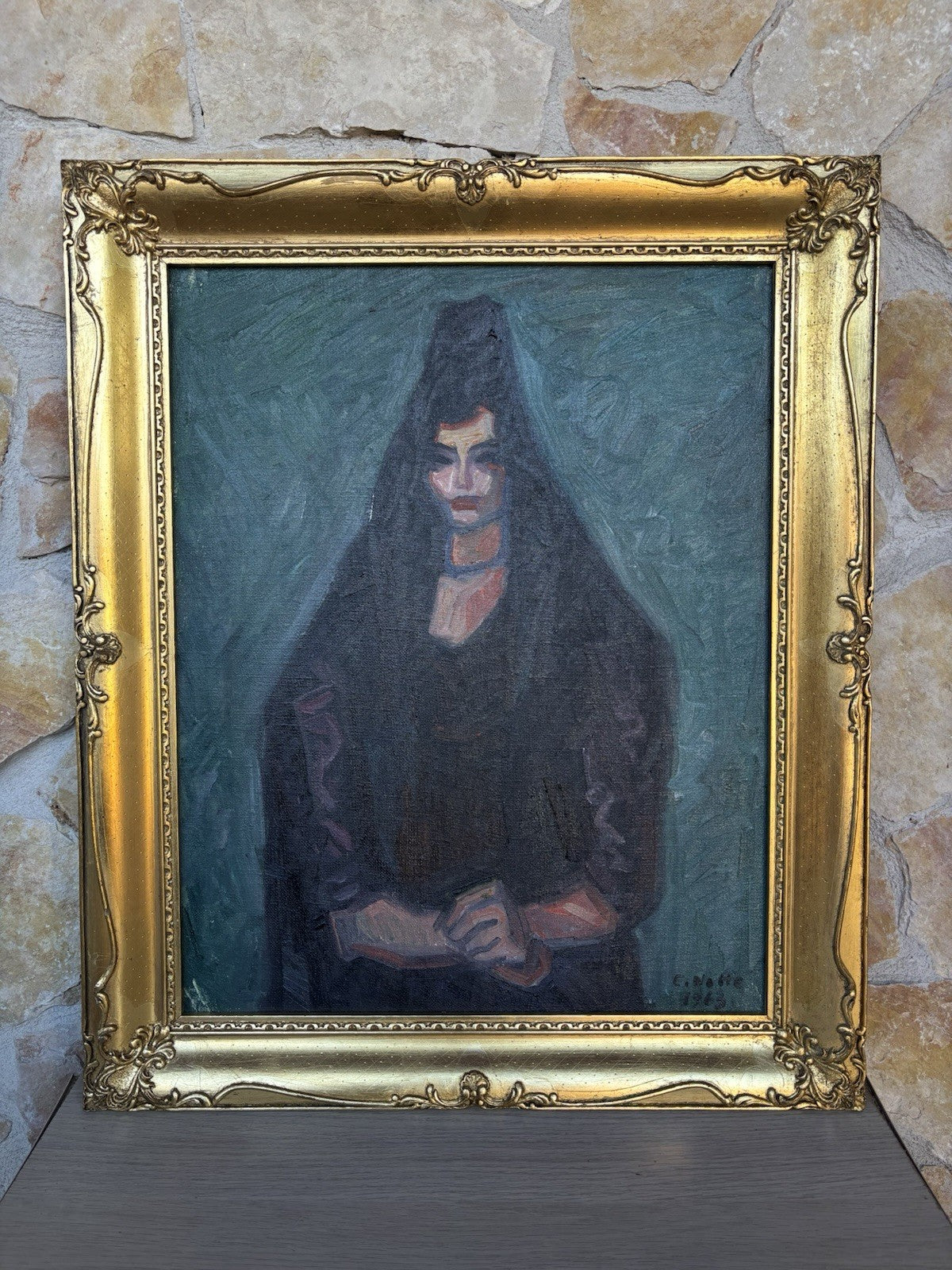 Quadro -Figura Di Donna- Emilio Notte- dipinto a olio su tela