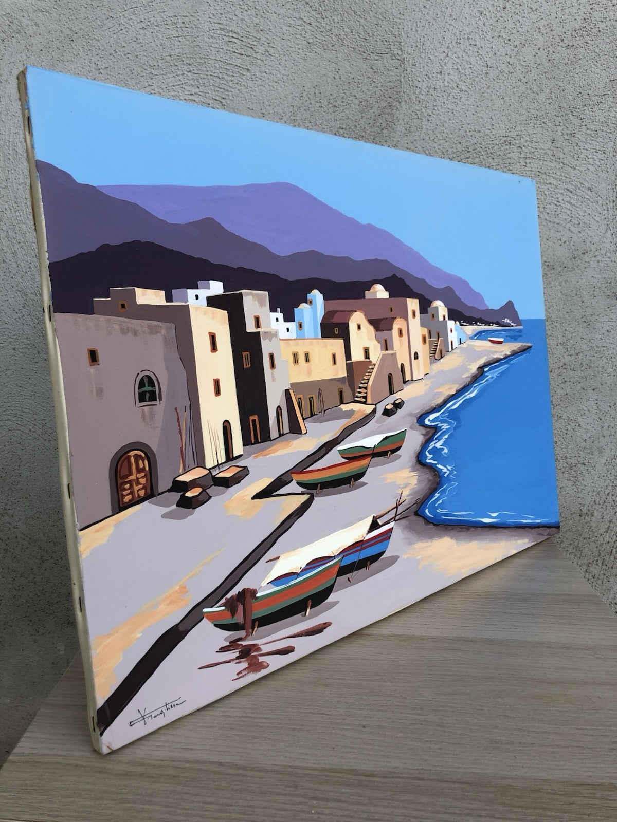 Quadro -Case Mediterranee- Vincenzo Pugliese dipinto a olio su tela