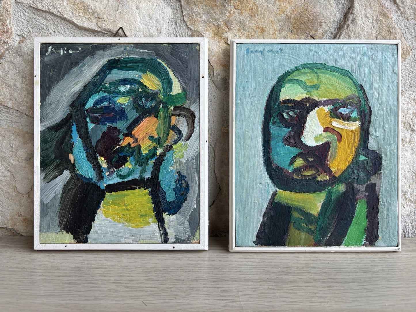 Coppia di quadri -Figure Astratte- Mario Sangiovanni dipinti ad olio