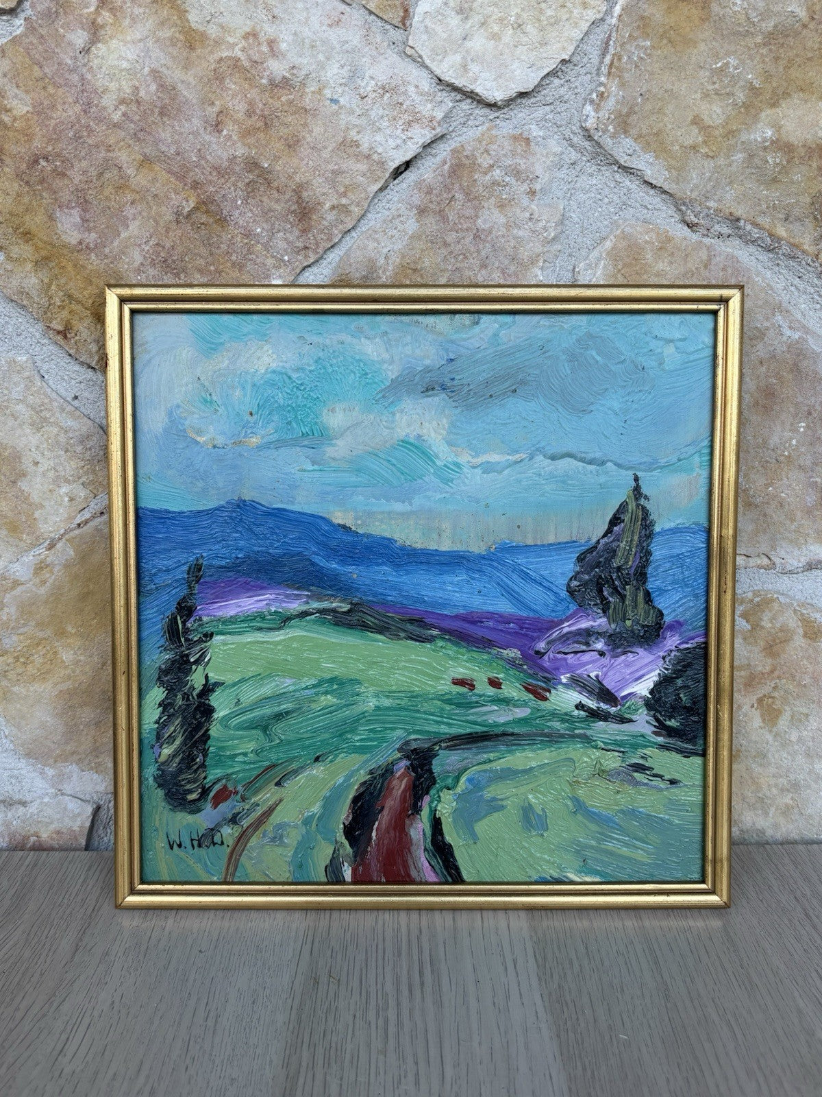 Quadro -Paesaggio- Wilken’s Hans Desiderio dipinto a olio su tavola