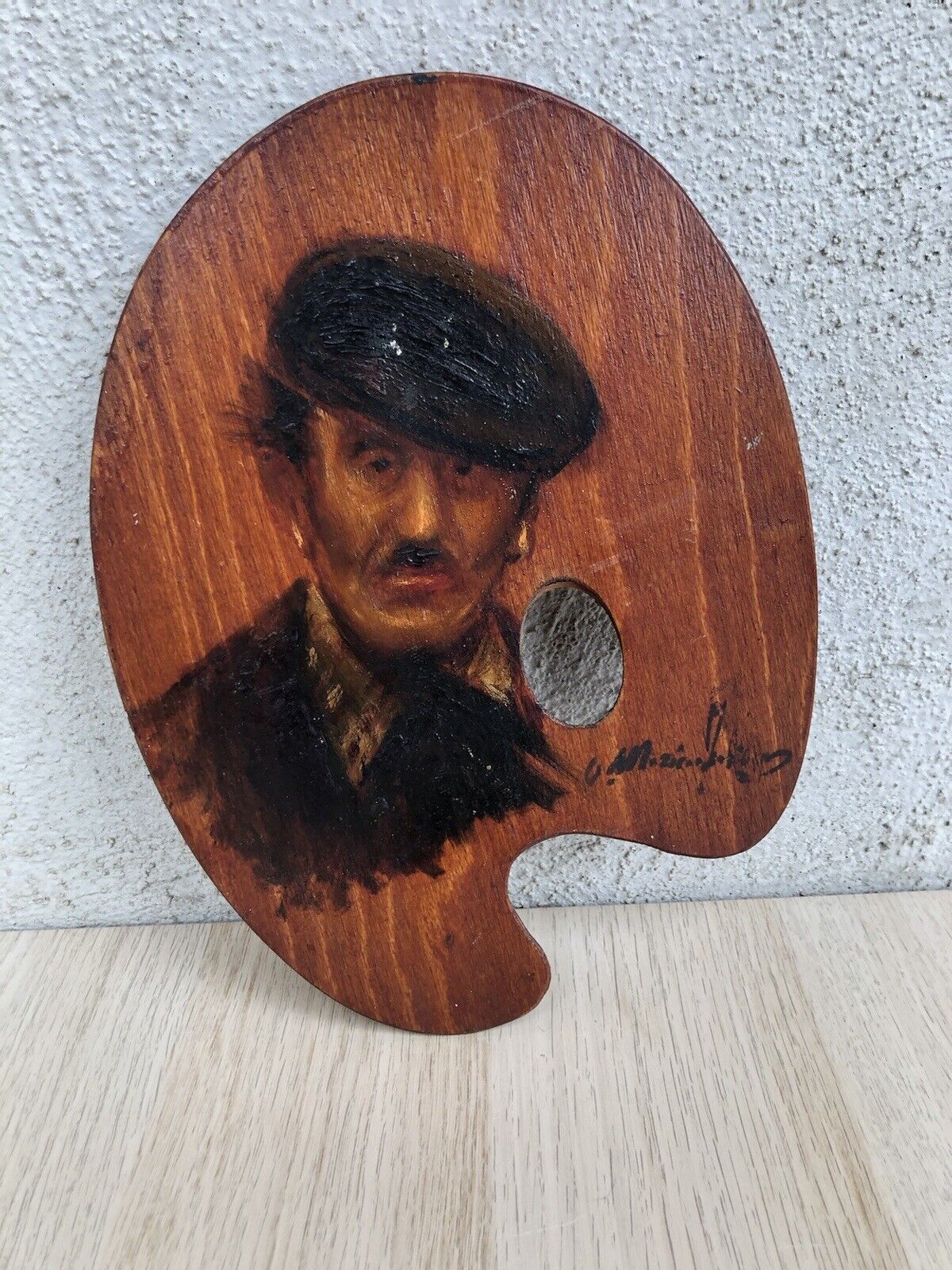 Quadro vintage -Signore Con Cappello- dipinto a olio su tavolozza
