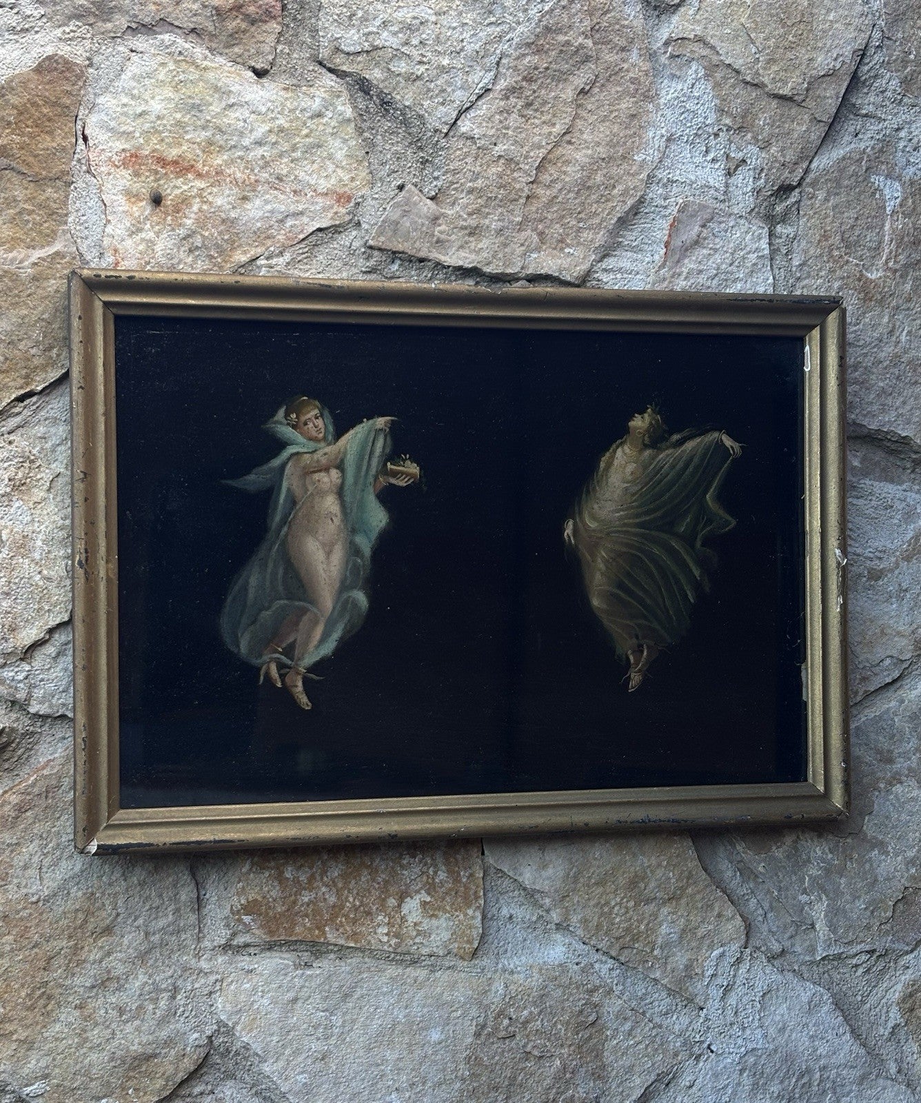 Quadro antico -Figure- stile pompeiano dipinto a olio