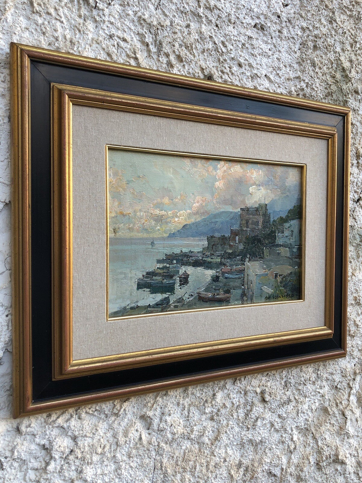 Quadro vintage -Marina- dipinto a olio su tavoletta