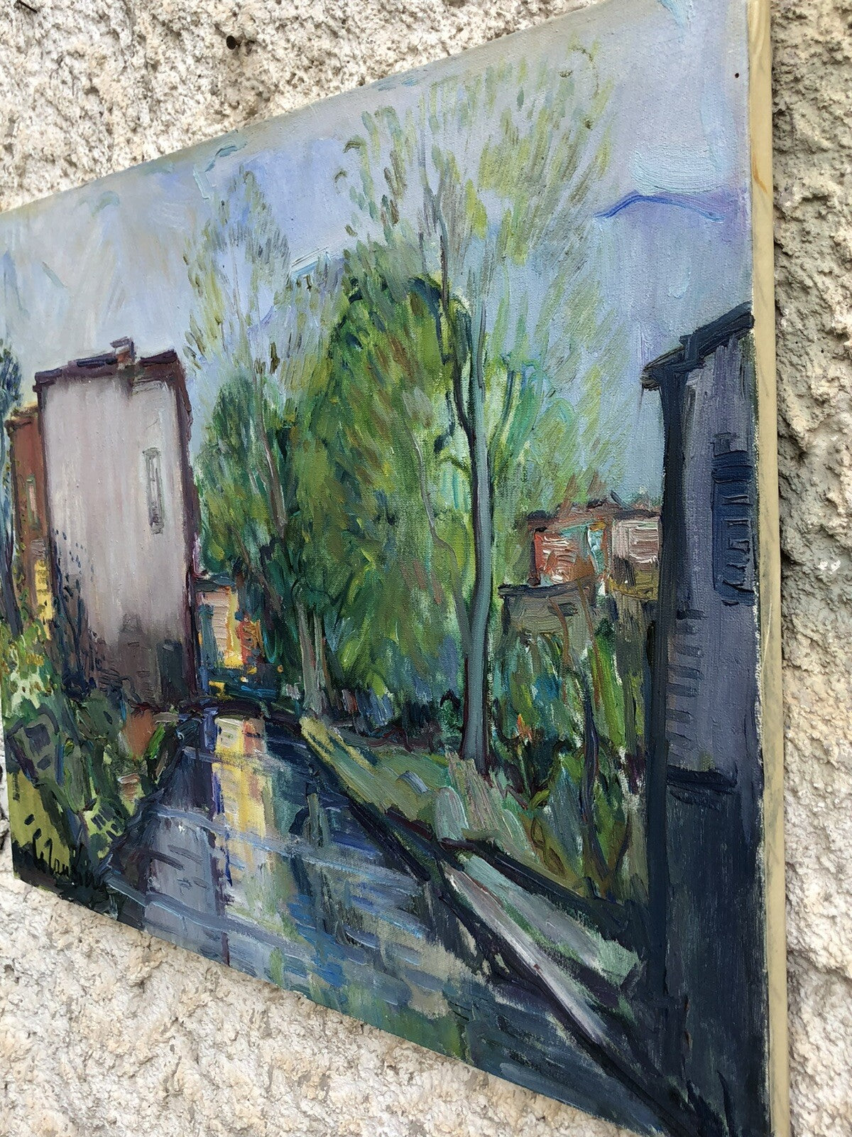 Quadro vintage -Al Sarno- dipinto a olio su tela