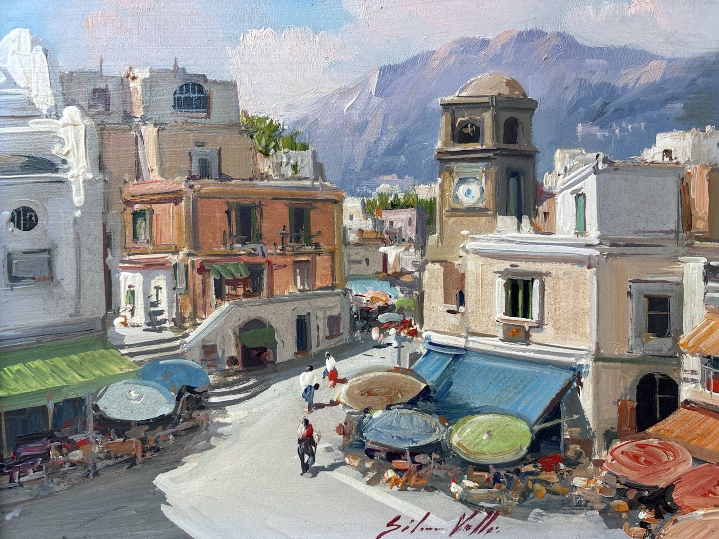Quadro -Paesaggio Urbano- Silvio Valli- dipinto a olio