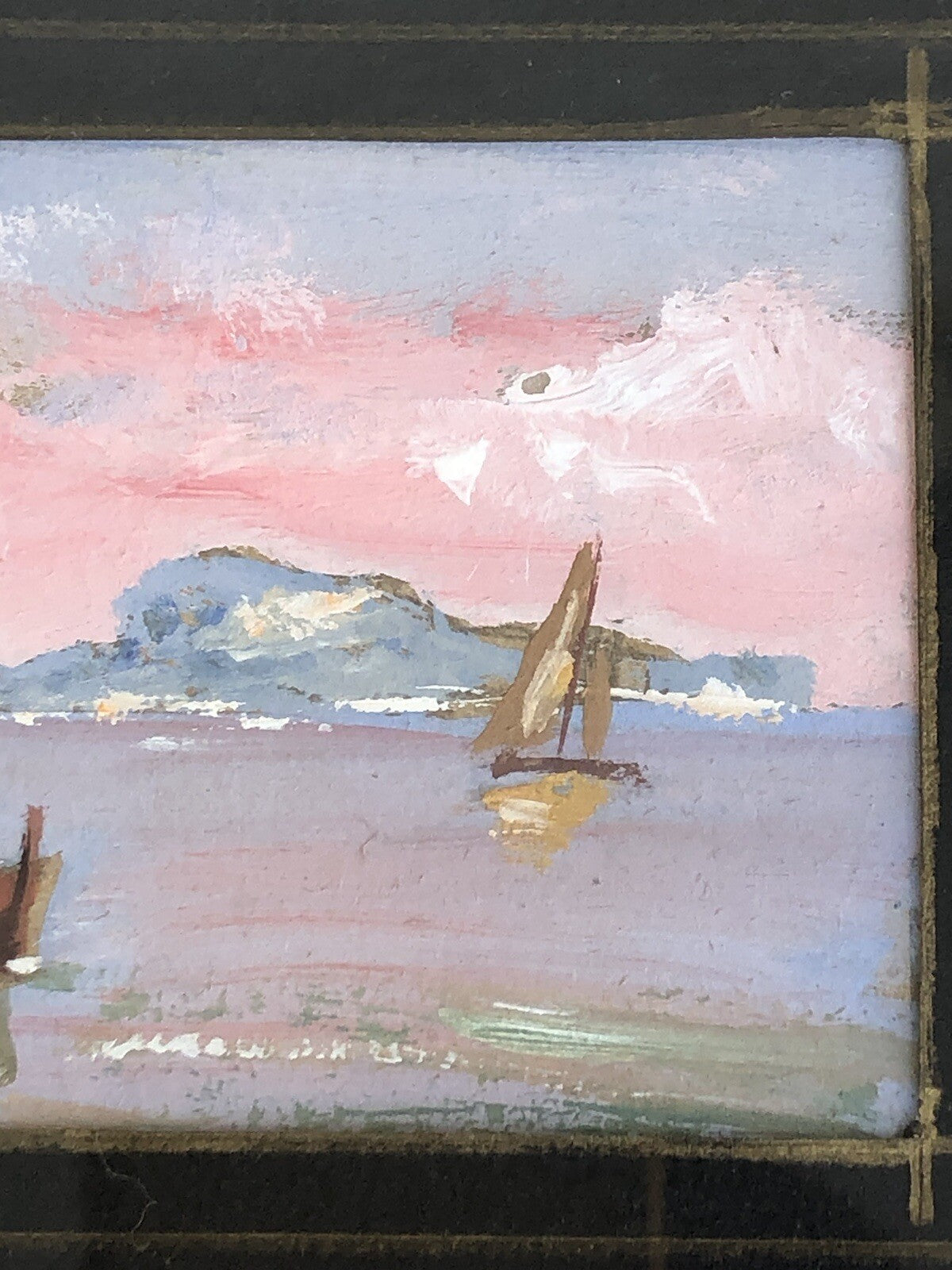 Quadro Vintage Dipinto Gouache, Napoli-Capri