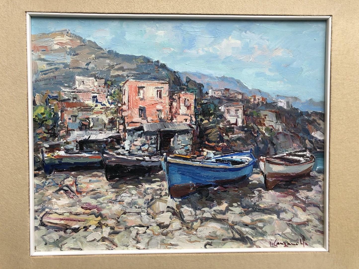 Quadro -Barche A Riposo- dipinto a olio su tela