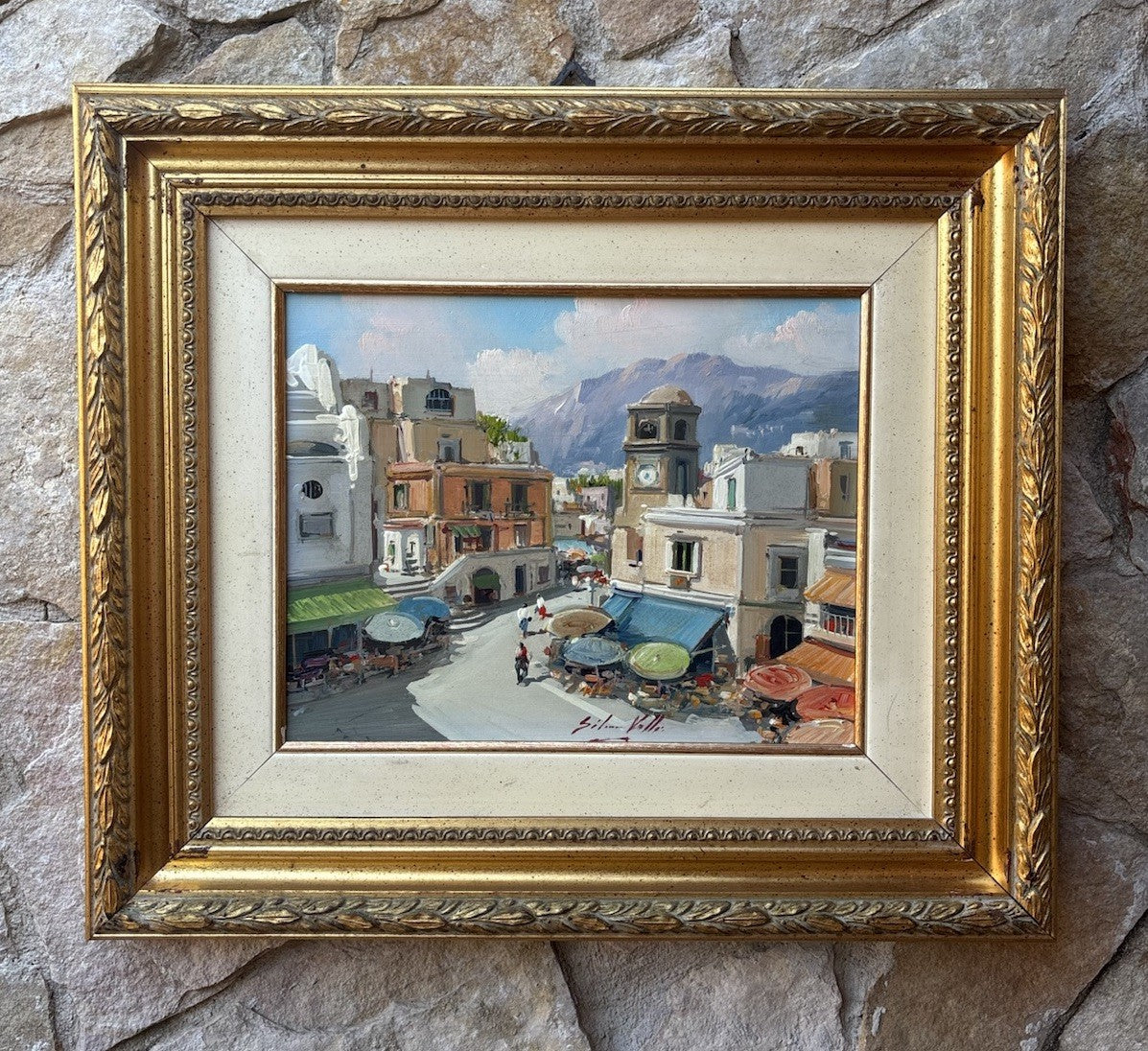 Quadro -Paesaggio Urbano- Silvio Valli- dipinto a olio