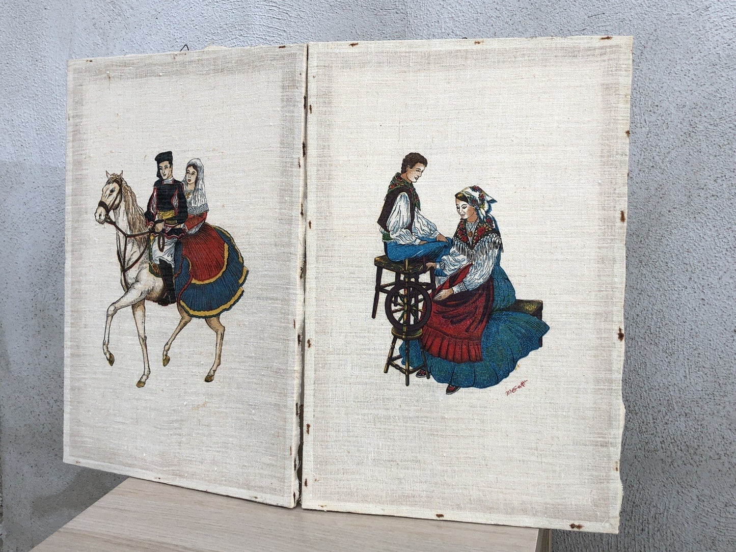 Coppia di quadri stampe su tela lino vintage - Soggetti Sardi