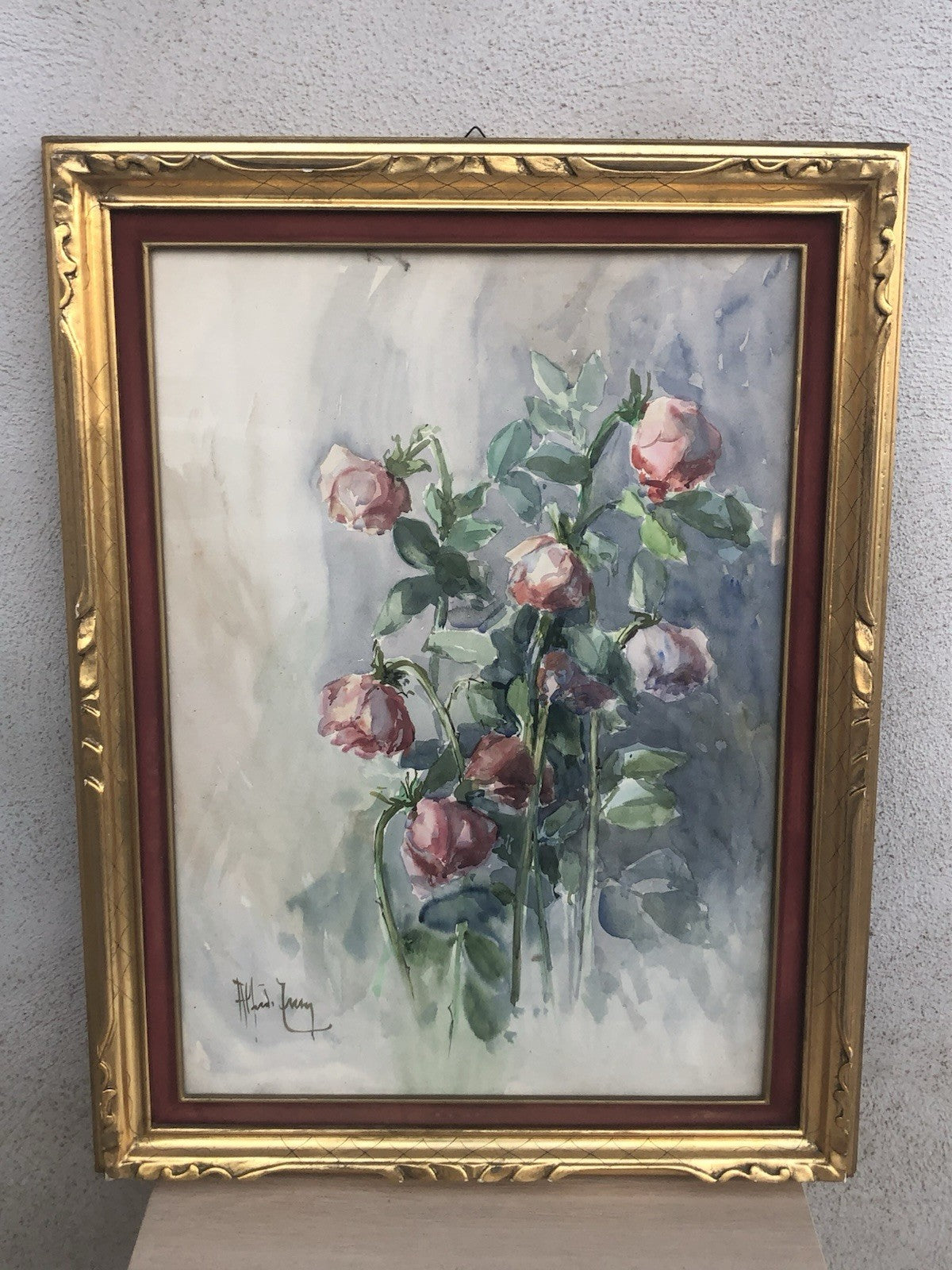 Quadro -Rose Appassite- Antonello Zecca dipinto ad acquerello