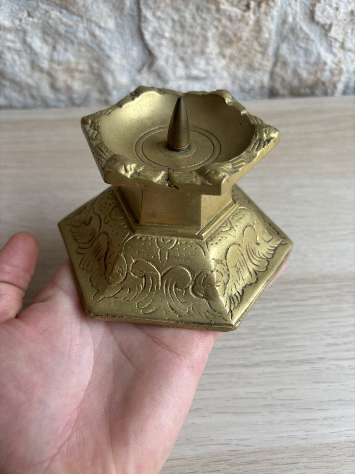 Candelabro Portacandele Vintage In Ottone