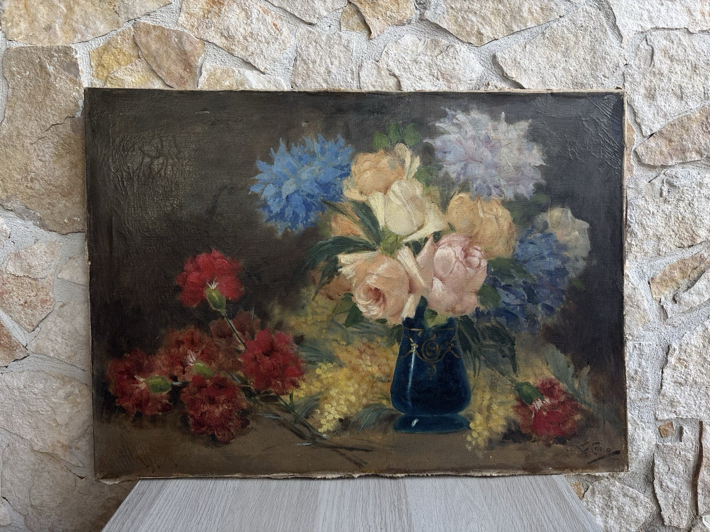 Quadro antico -Vaso Con Fiori- Giuseppe Alberto Cocco dipinto a olio su tela