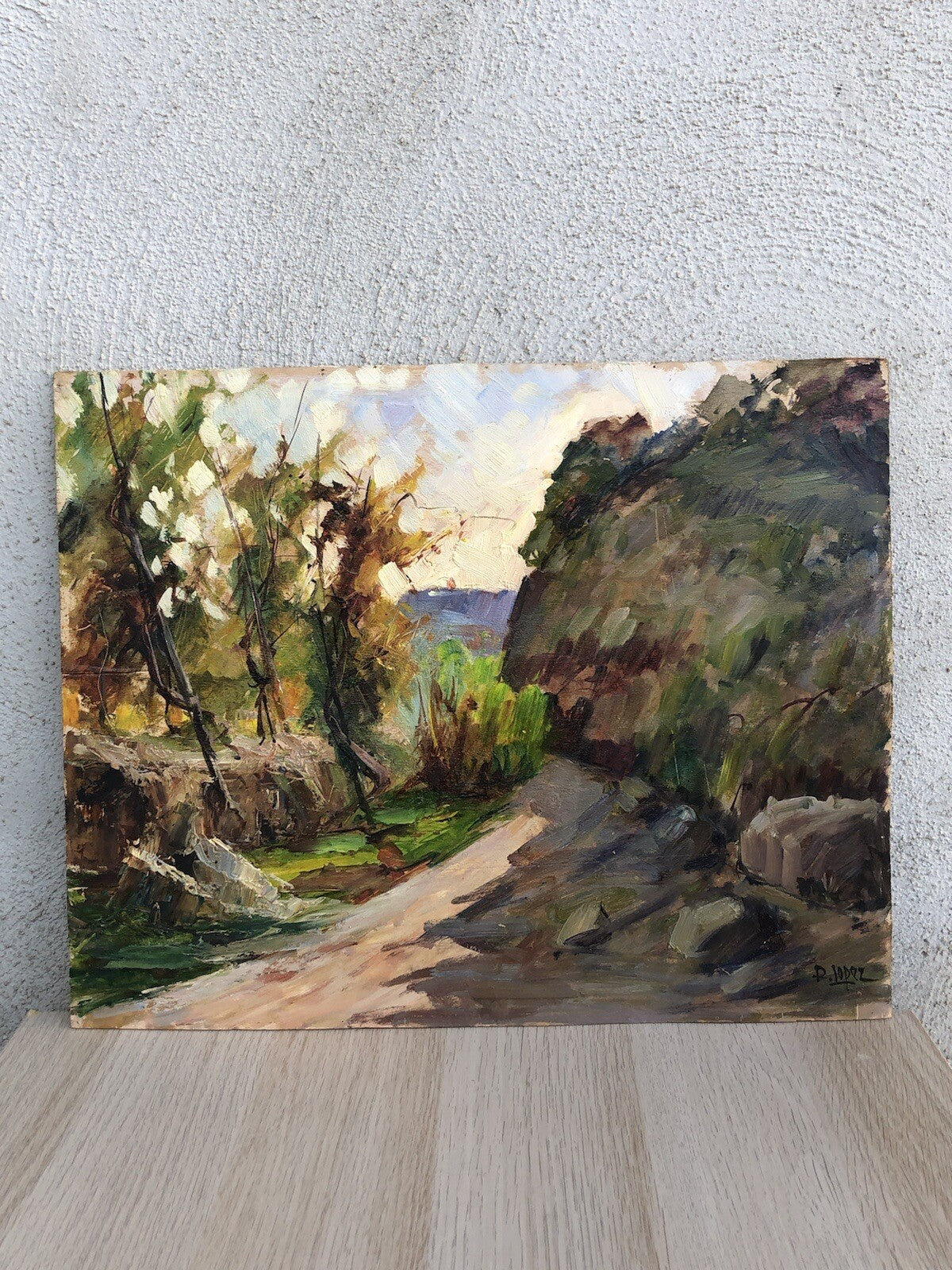 Quadro vintage -Paesaggio- dipinto a olio su tavoletta