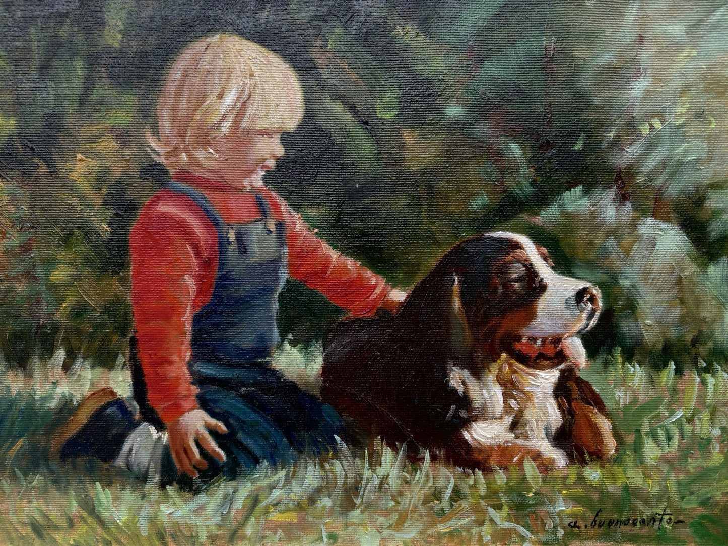 Quadro -Amici- Aldo Buonoconto- dipinto a olio su tela