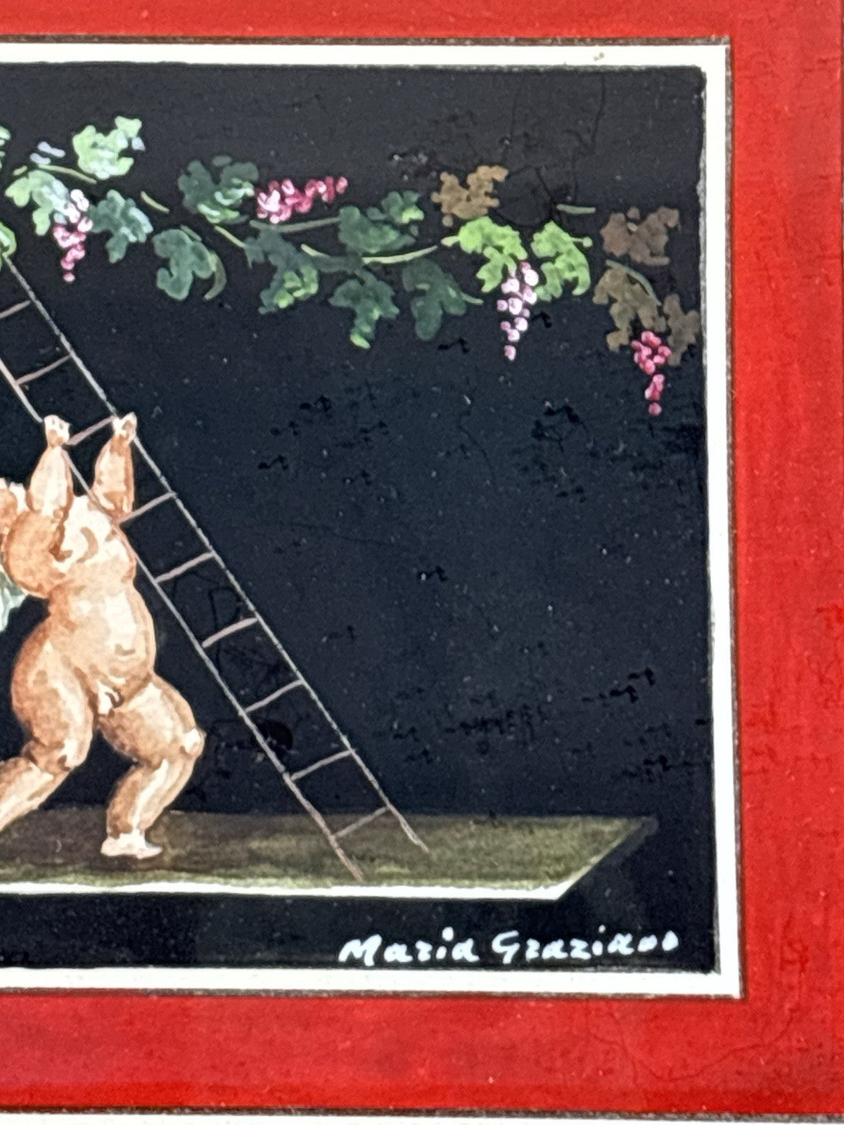 Coppia Di Quadri Vintage- Amorini- Gouache Dipinti A Mano