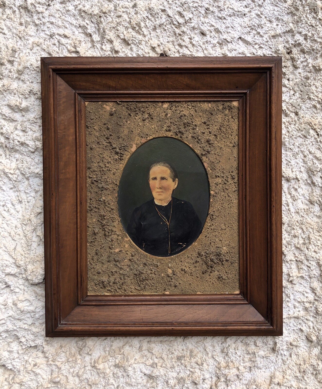 Quadro vintage -Monaca- dipinto a olio su cartoncino