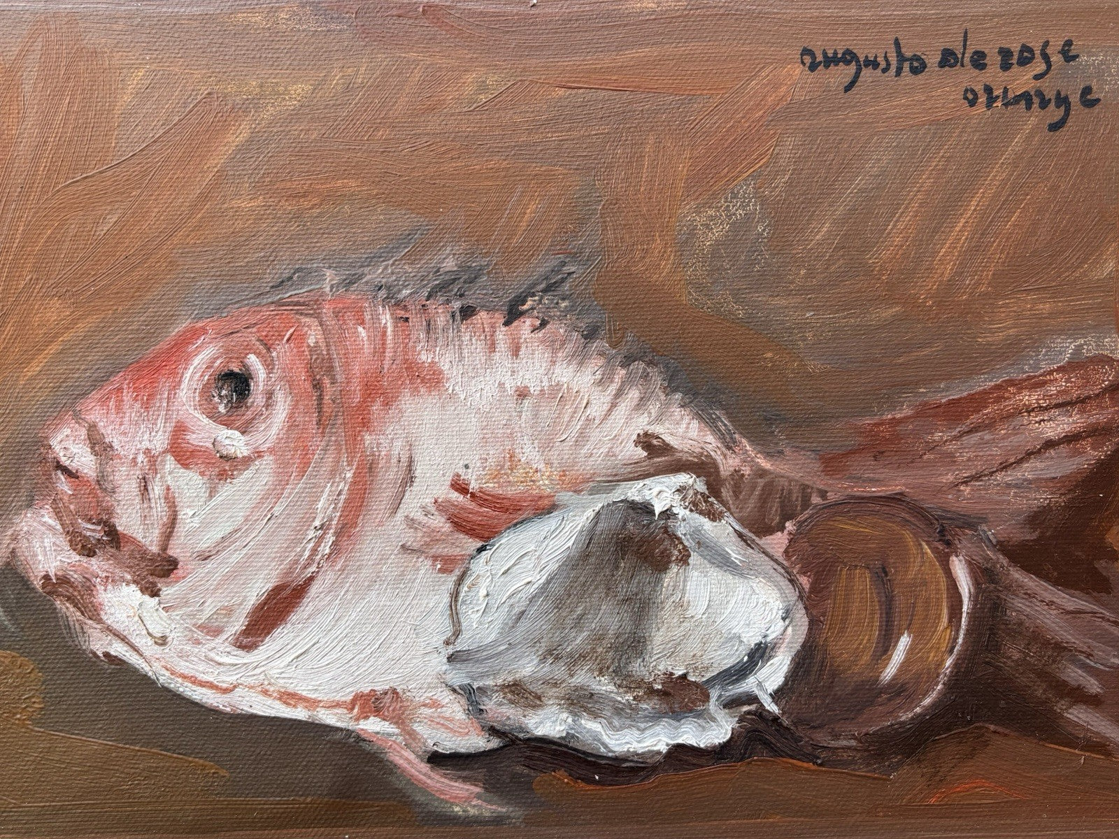 Quadro -Natura Morta- Augusto Orange De Rose dipinto a olio su tela