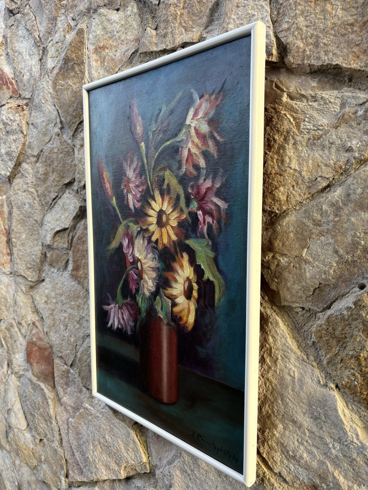 Quadro -Vaso Con Fiori- dipinto a olio su tela