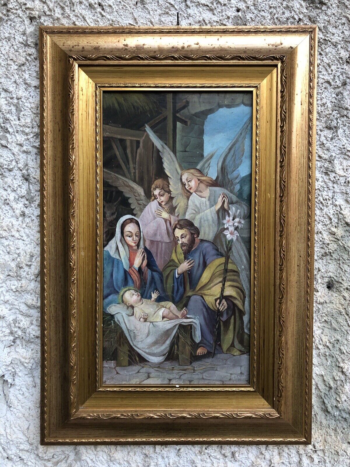 Quadro antico -Natività- dipinto a olio su tela