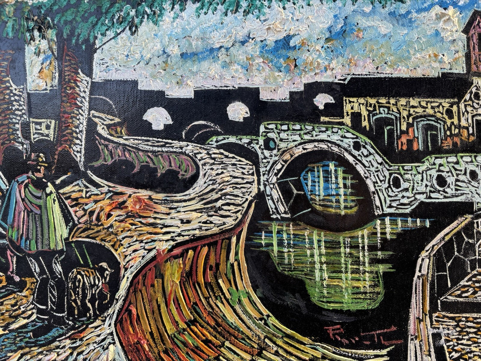 Quadro -Paesaggio- Marcello Piacentini dipinto a olio su tela