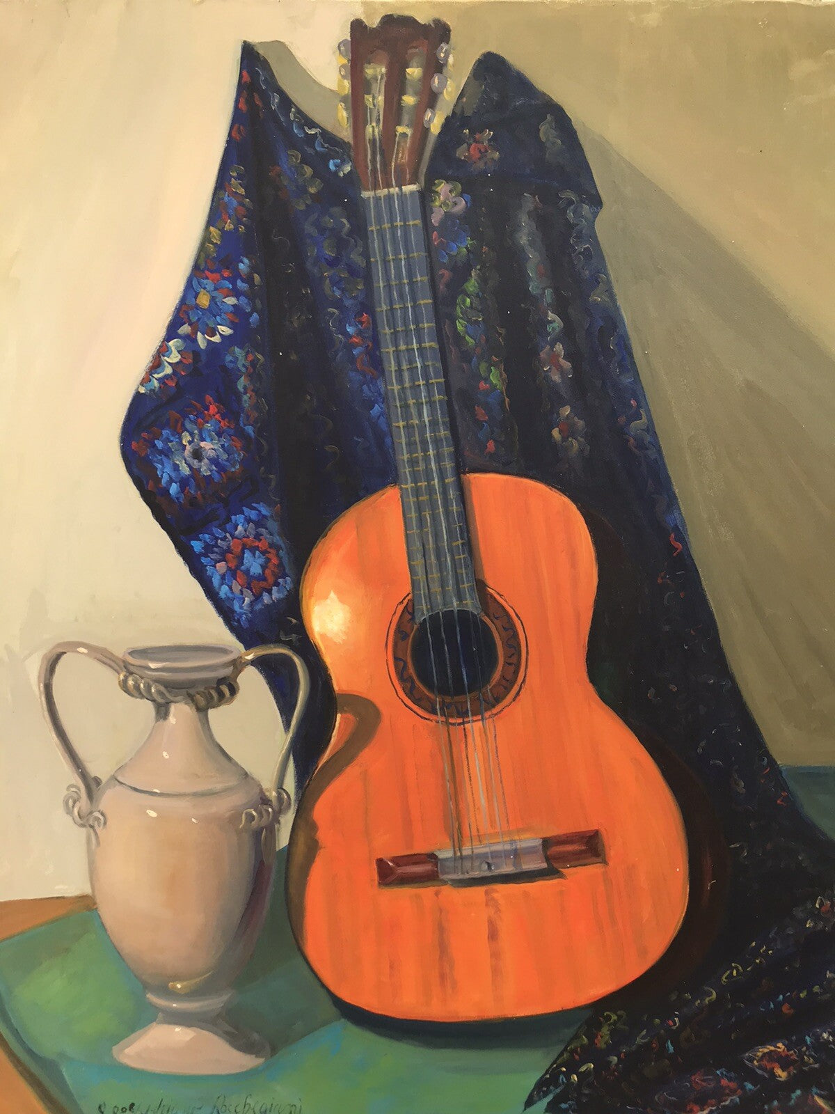 GRANDE QUADRO -CHITARRA-DIPINTO A OLIO SU TELA 80x100