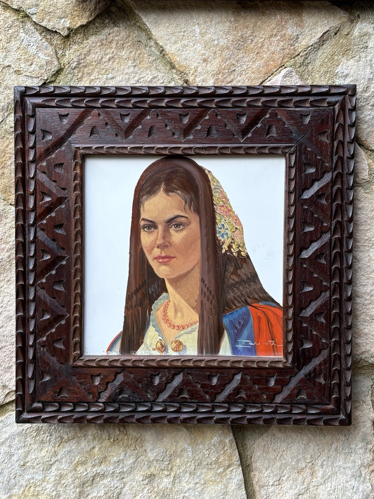 Coppia Di Quadri Dipinti Sardi Su Mattonella, Ennio Perrotti (1903-1987)