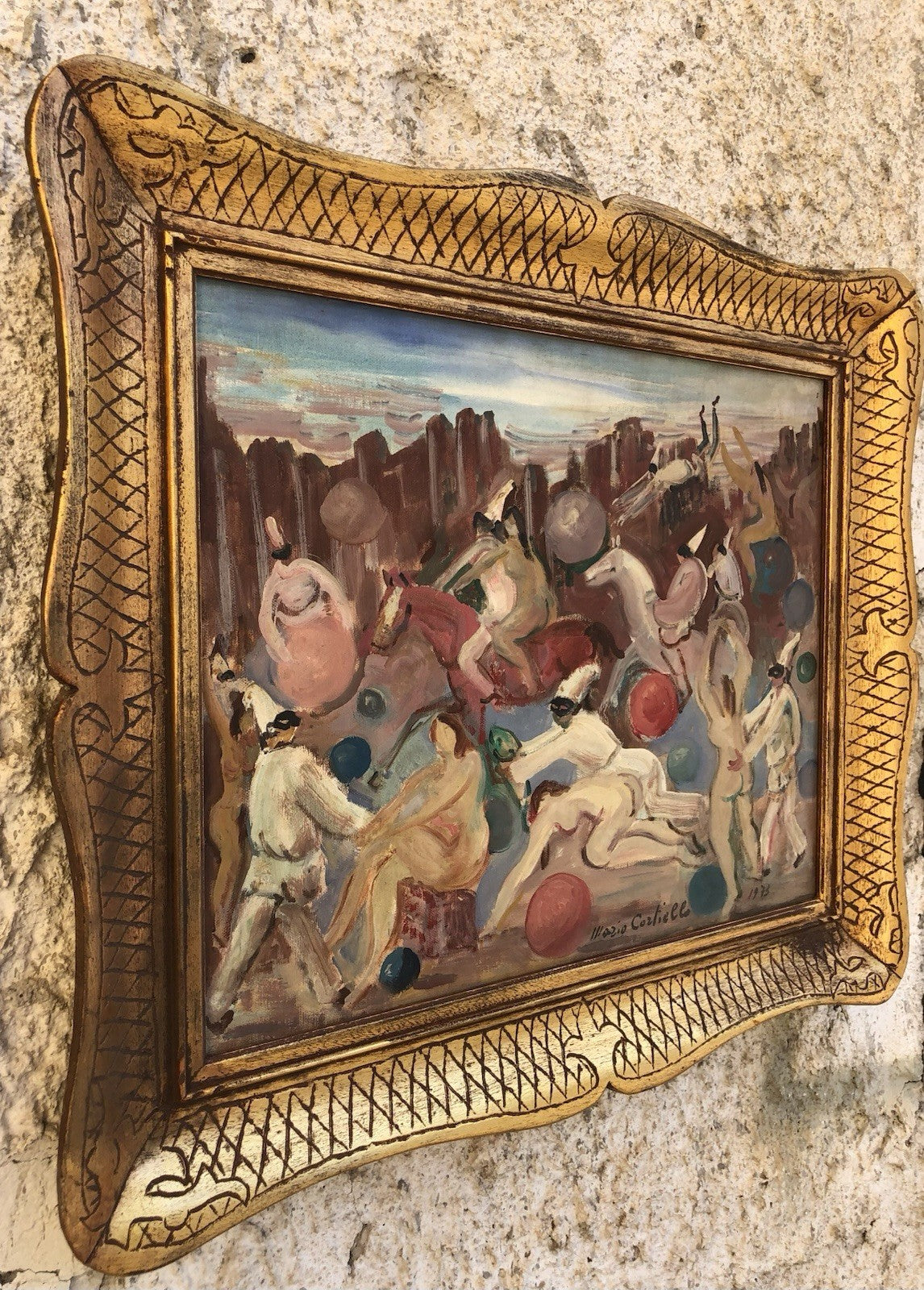 Quadro -Pulcinella- Mario Cortiello dipinto a olio su tela
