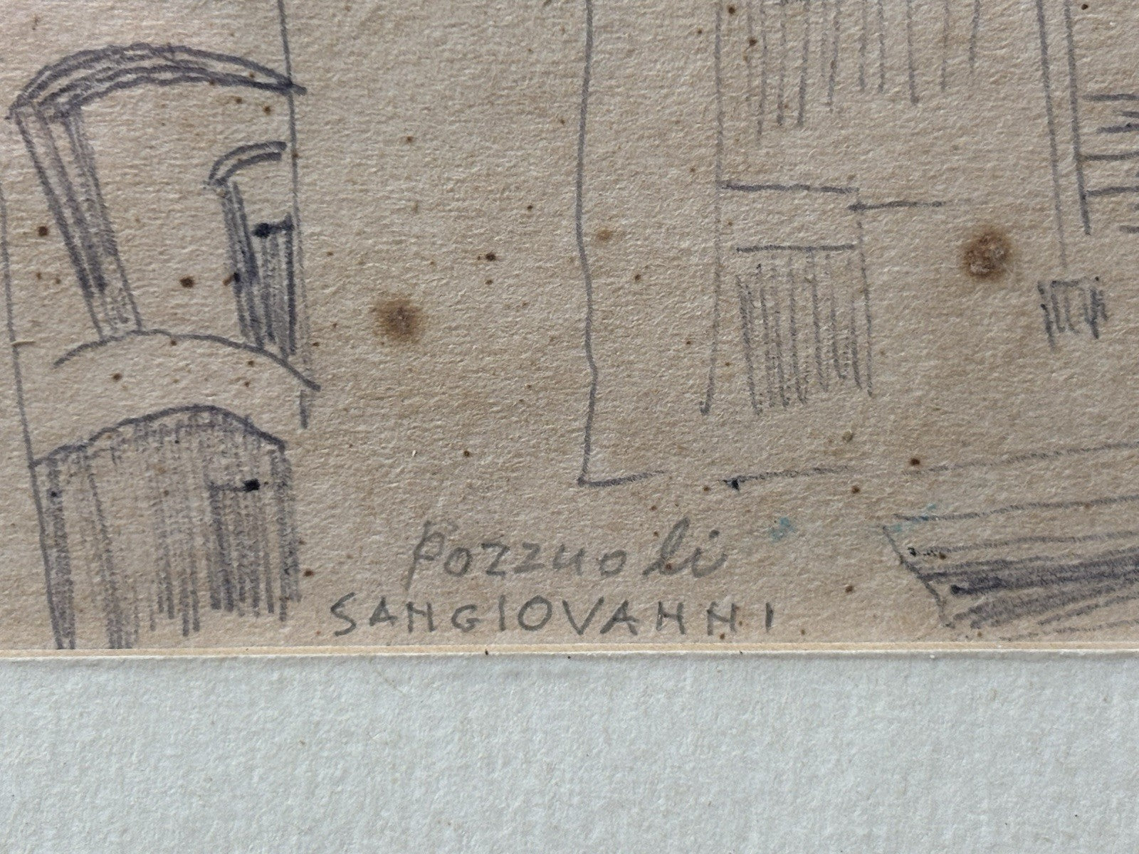 Quadro -Pozzuoli- Mario Sangiovanni disegno a matita su carta