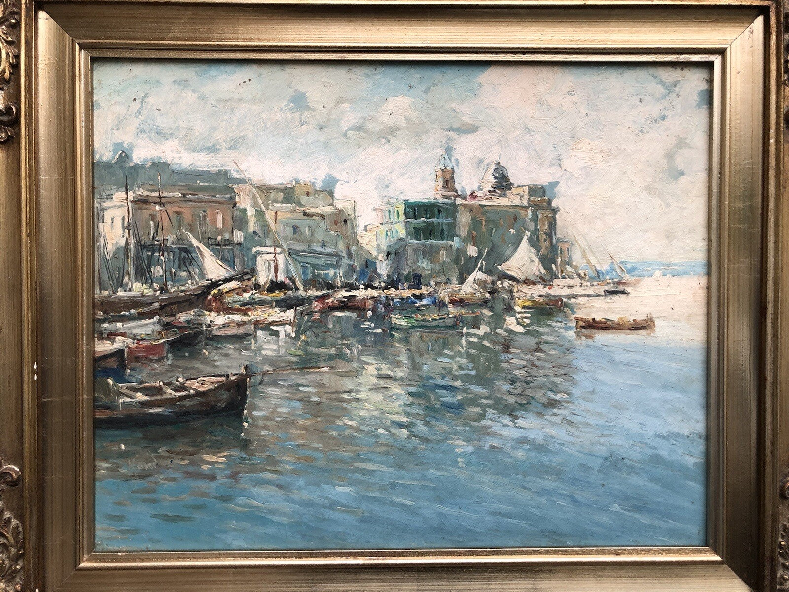 Quadro vintage -Porto Di Pozzuoli- dipinto a olio