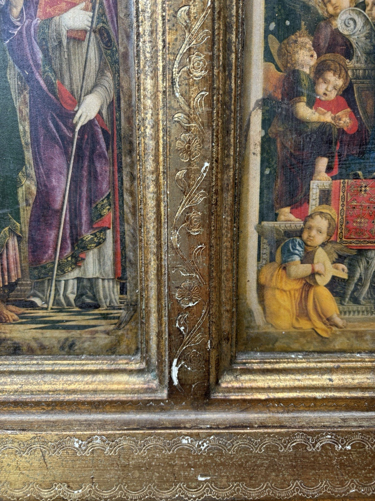Grande Icona Religiosa Vintage In Legno Fiorentino