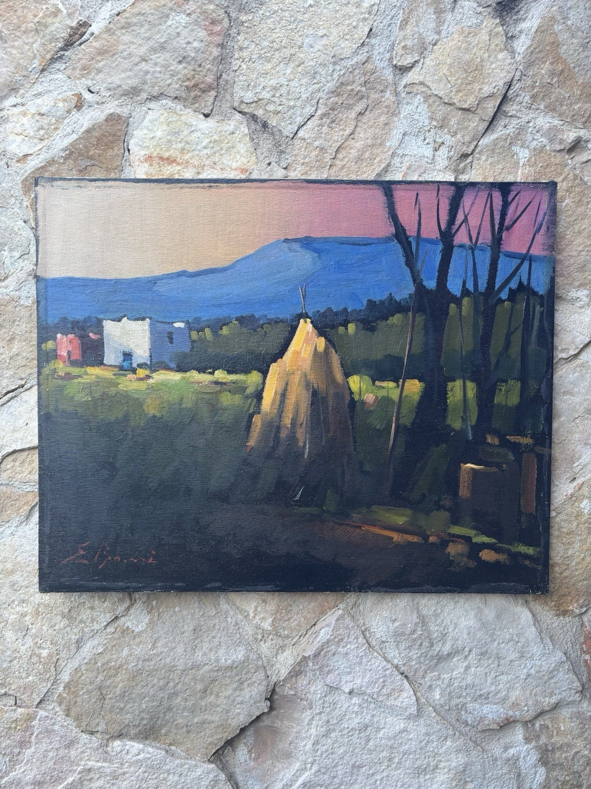 Quadro -Paesaggio Di Campagna- Enrico Bonè dipinto a olio su tela