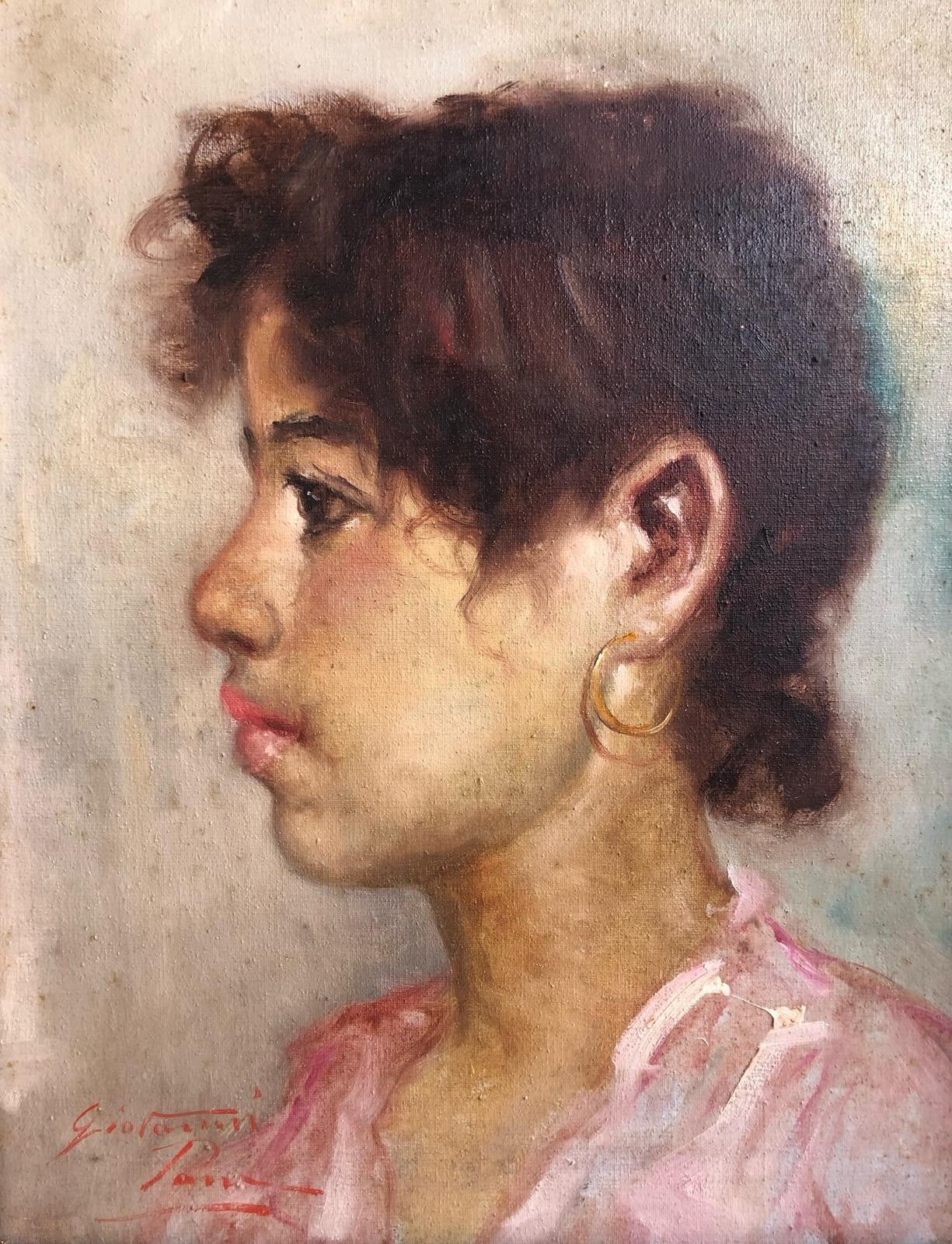 Quadro -Profilo Di Donna- Giovanni Pane dipinto a olio su tela