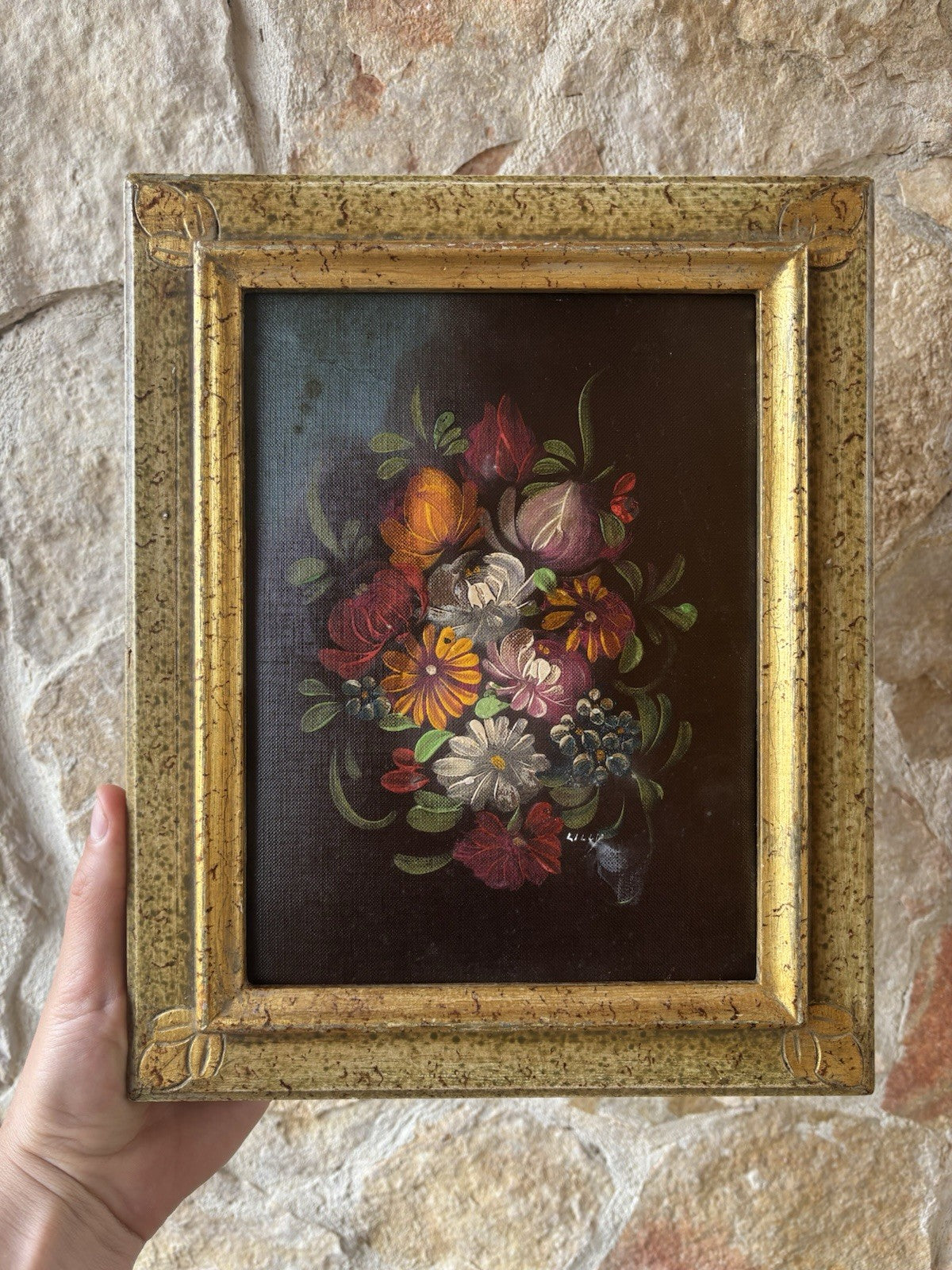Quadro vintage -Fiori- dipinto a olio
