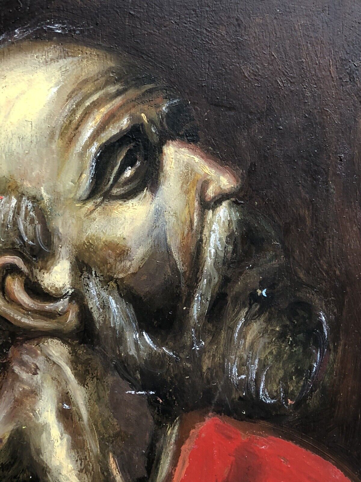 Quadro Vintage- Figura Santo- Dipinto A Olio Su Tavola