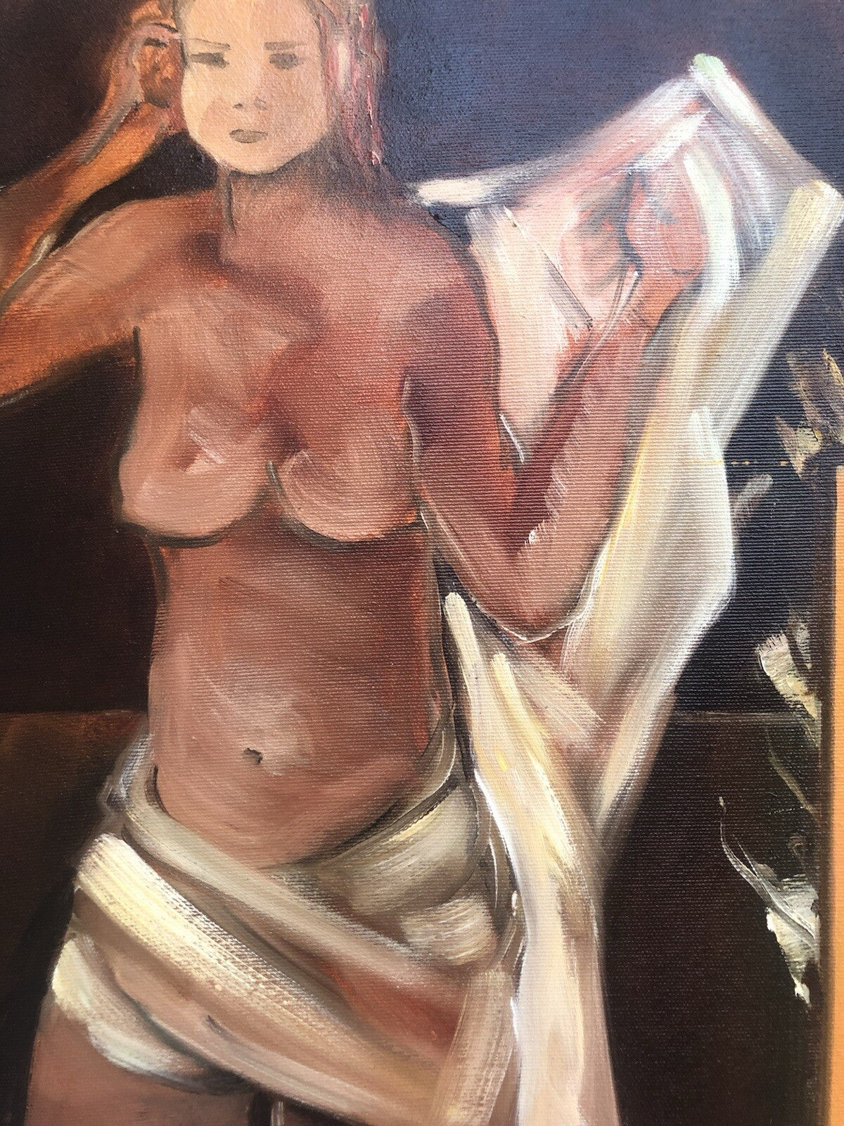 Quadro vintage -Nello Studio, La Modella- dipinto a olio su tela