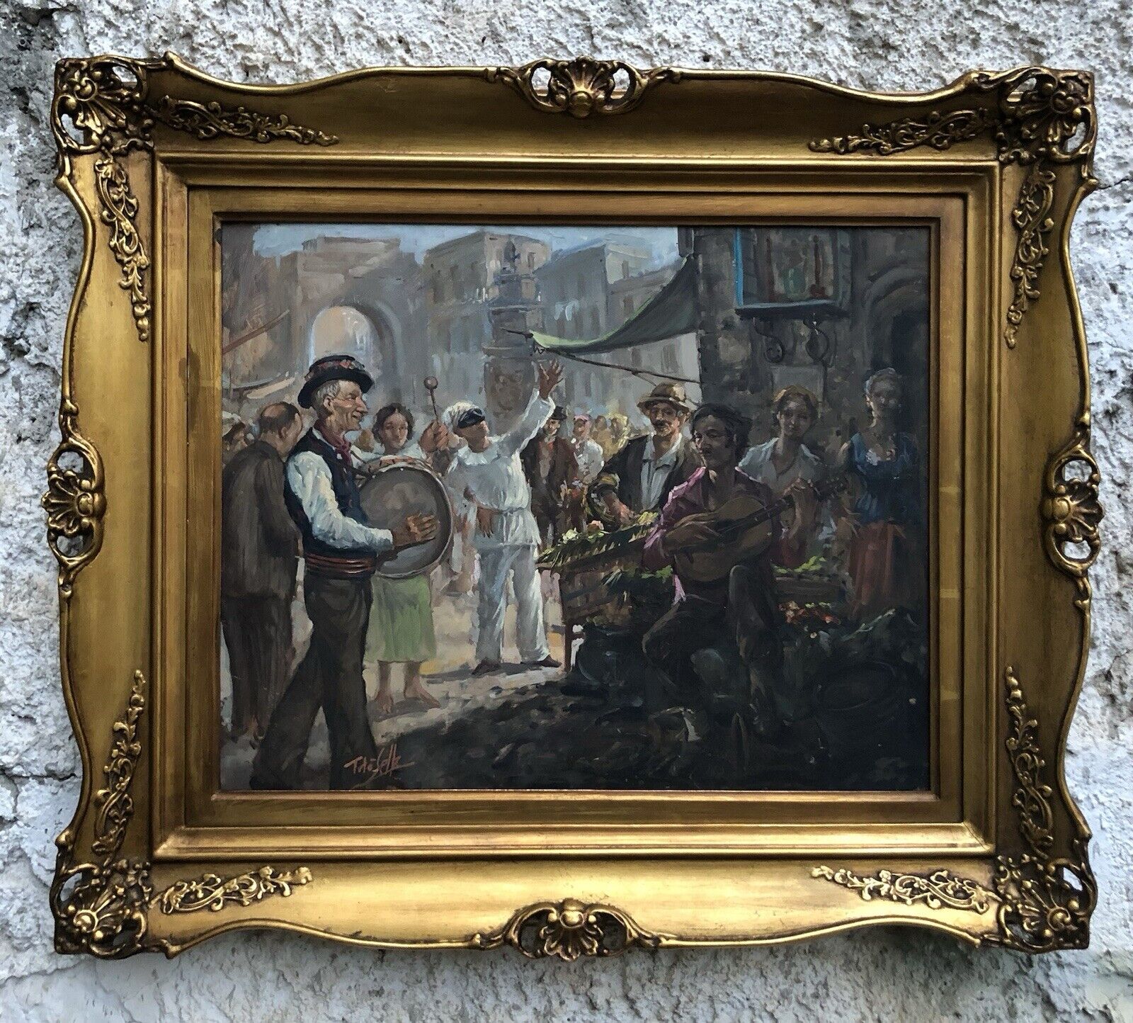 Quadro -Scena Allegorica Napoletana- dipinto a olio