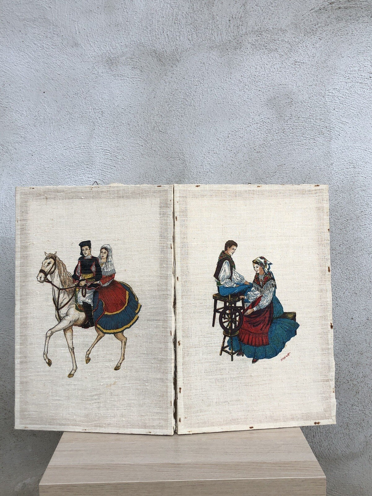 Coppia di quadri stampe su tela lino vintage - Soggetti Sardi