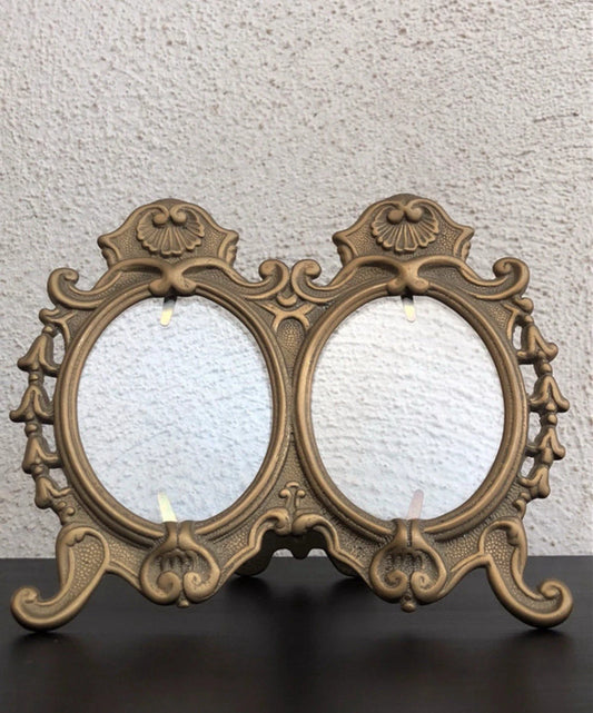 Cornice vintage per doppia foto in ottone
