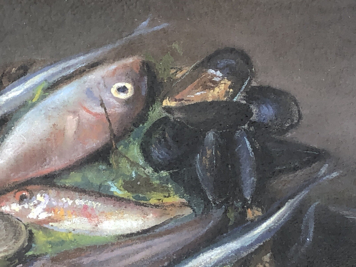 Quadro antico -Natura Morta- dipinto a pastello su tavoletta