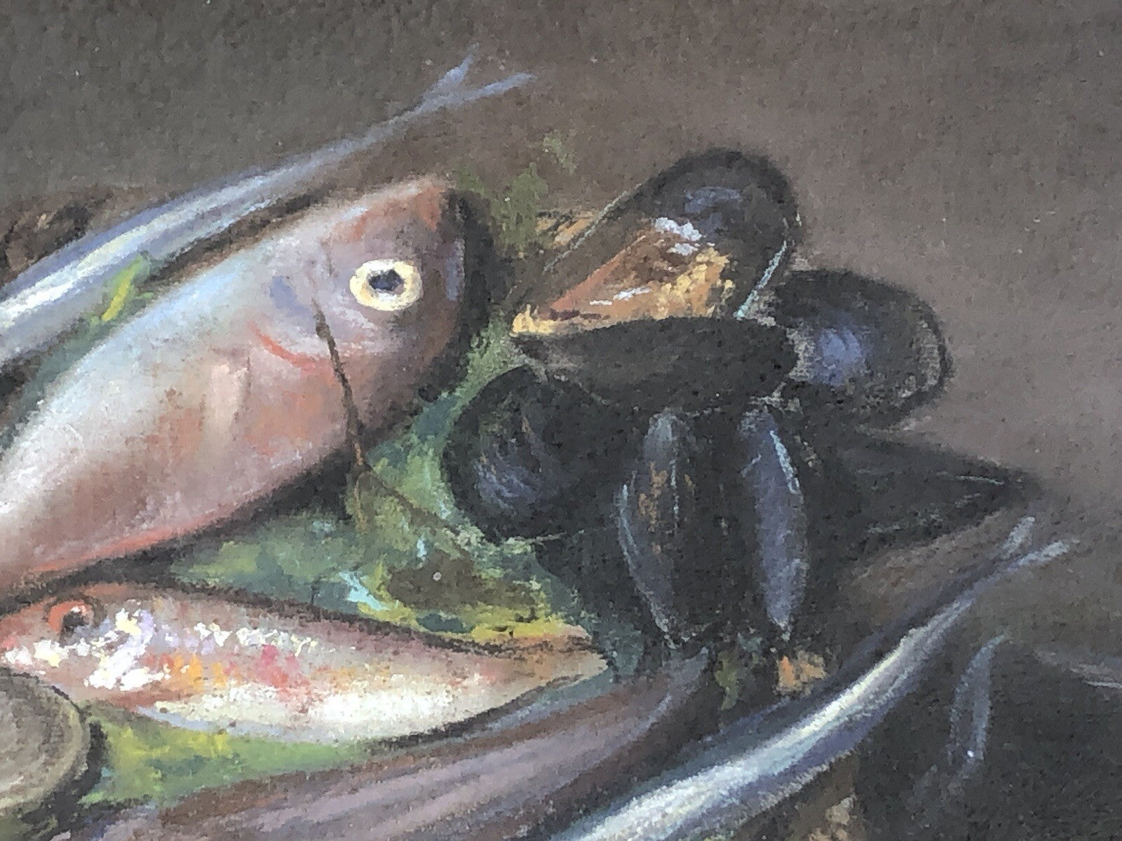 Quadro antico -Natura Morta- dipinto a pastello su tavoletta