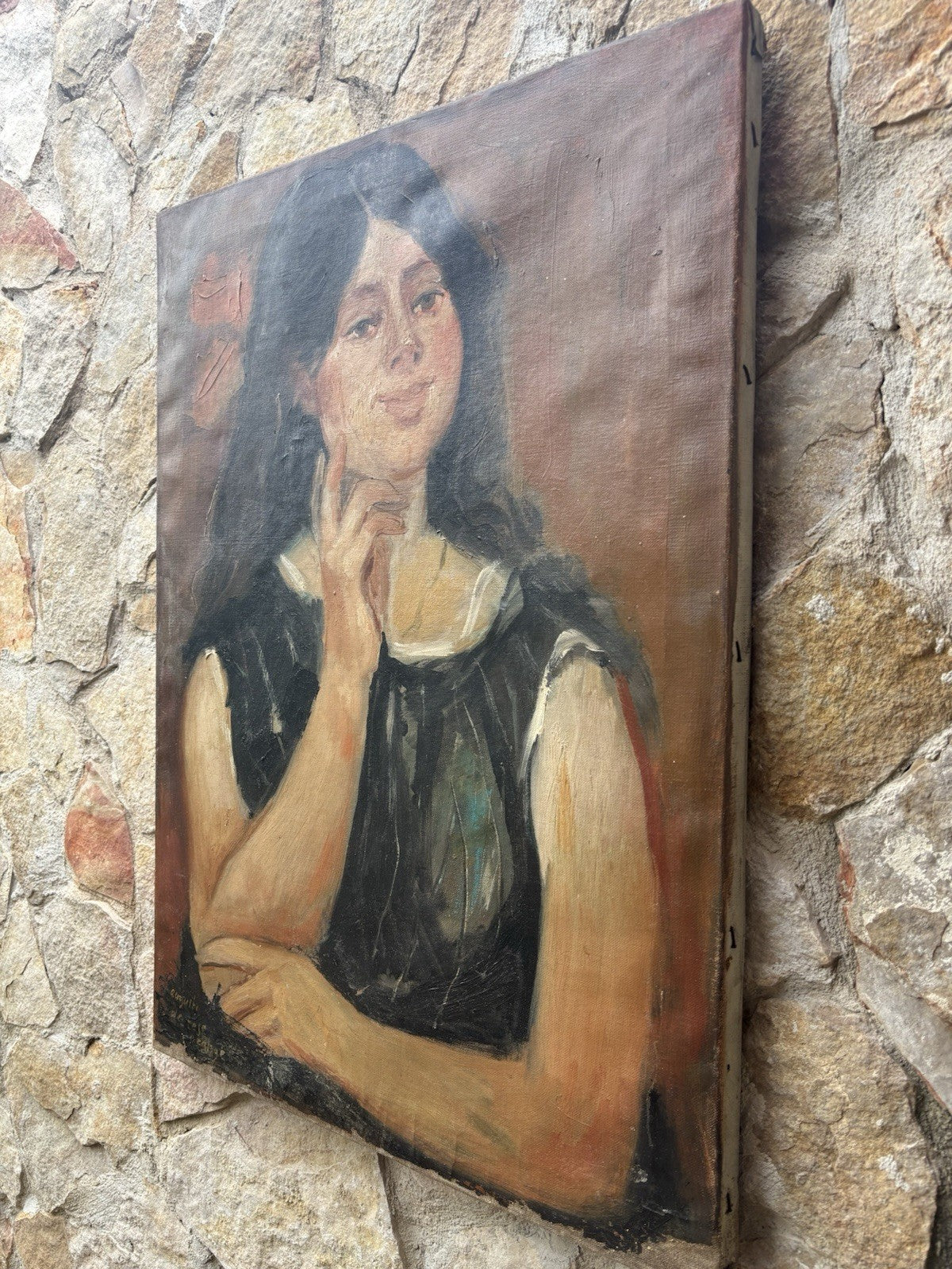 Quadro -Figura Di Donna- Augusto Orange De Rose dipinto a olio su tela