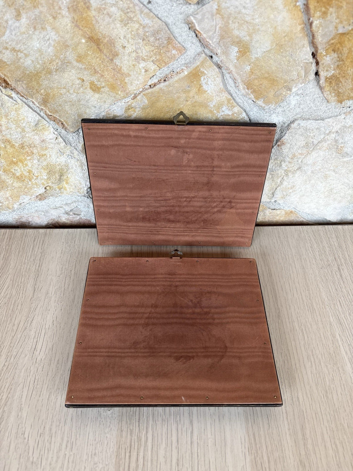 Coppia Di Quadri Vintage, Miniature Dipinte A Olio Su Rame